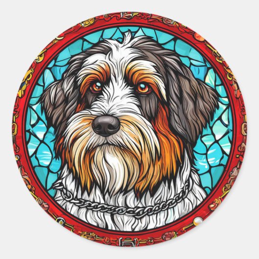 Sticker Rond Portrait de chien mignon (Devant)