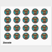 Sticker Rond Portrait de chien mignon (Feuille)