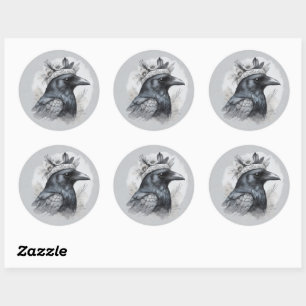 Sticker Rond Portrait de Crow Corbeau