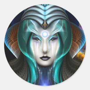 Sticker Rond Portrait De Cyiria