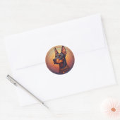 Sticker Rond Portrait de Dobermann royal (Enveloppe)