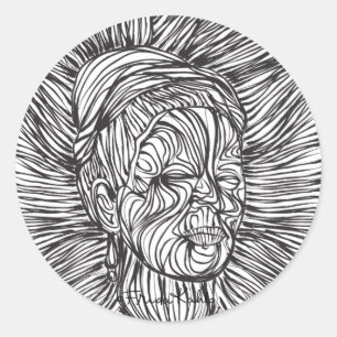 Sticker Rond Portrait de Frida Kahlo Lines
