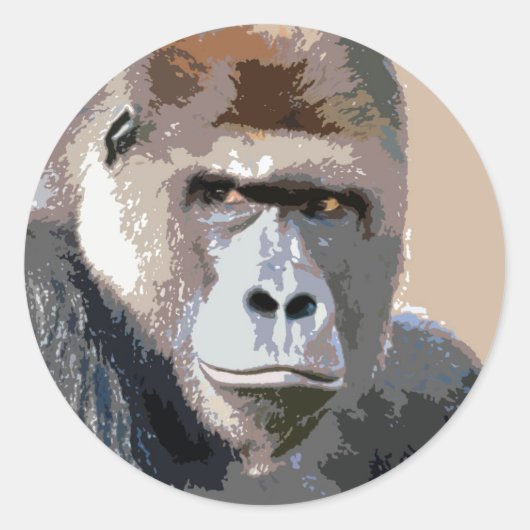 Sticker Rond Portrait de Gorilla (Devant)