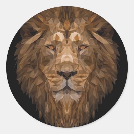 Sticker Rond Portrait de lion géométrique (Devant)