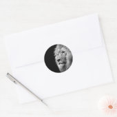 Sticker Rond Portrait de Lion noir blanc - Photographie d'anima (Enveloppe)