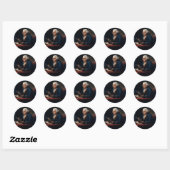 Sticker Rond Portrait de pouce, Benjamin Franklin Père fondateu (Feuille)