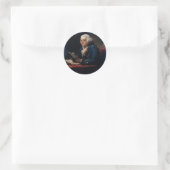 Sticker Rond Portrait de pouce, Benjamin Franklin Père fondateu (Sac)