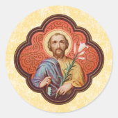 Sticker Rond Portrait de Saint-Joseph dans un octofoil (TF 02) (Devant)