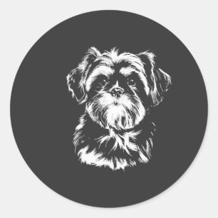 Sticker Rond Portrait de Shih Tzu Vêtements minimalistes