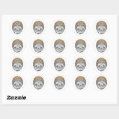 Sticker Rond Portrait De Sloth | Casque moto (Feuille)