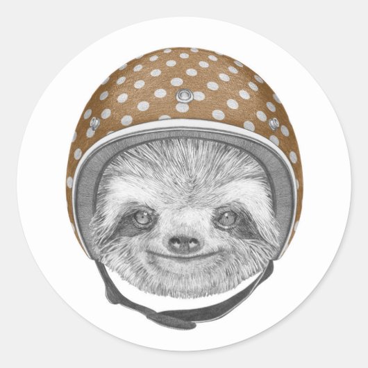 Sticker Rond Portrait De Sloth | Casque moto (Devant)