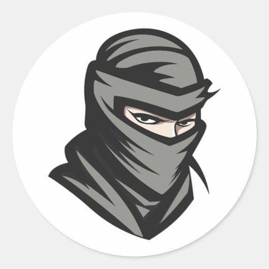 Sticker Rond Portrait de tête Ninja Shinobi (Devant)