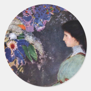Sticker Rond Portrait De Violette Heymann Par Odilon Redon