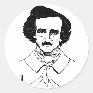 Sticker Rond Portrait d'Edgar Allan Poe