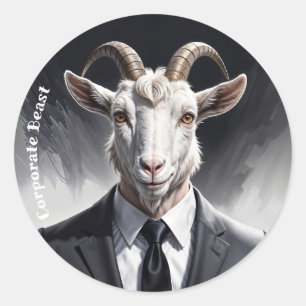 Sticker Rond Portrait d'homme d'affaires chèvre anthropomorphe