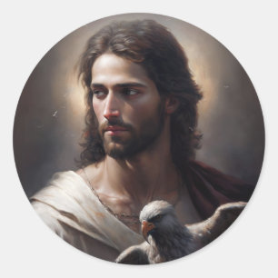 Sticker Rond Portrait du Christ