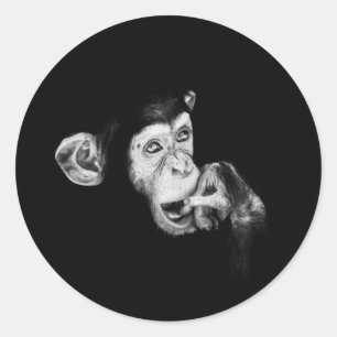 Sticker Rond Portrait d'un chimpanzé de penseur