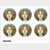 Sticker Rond Portrait d'une belle femme en verre tendu (Feuille)