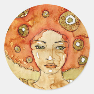 Sticker Rond Portrait d'une belle fille