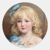 Sticker Rond Portrait d'une fille en robe bleue, Art (Devant)