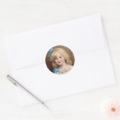 Sticker Rond Portrait d'une fille en robe bleue, Art (Enveloppe)