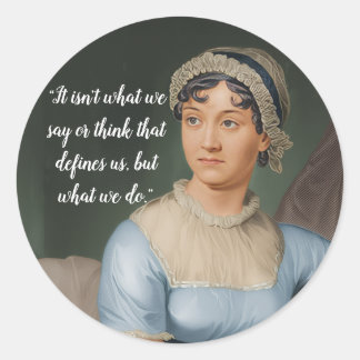 Sticker Rond Portrait et citation de Jane Austen