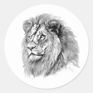 Sticker Rond Portrait Lion puissant