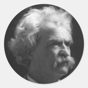 Sticker Rond Portrait Mark Twain