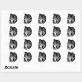 Sticker Rond Portrait noir et blanc Wolf (Feuille)
