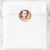 Sticker Rond Portrait of a beautiful classic pinup 1950 (Sac)