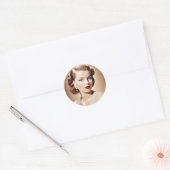 Sticker Rond Portrait of a beautiful classic pinup 1950 (Enveloppe)