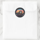 Sticker Rond Portrait Sloth Avec Coucher De Soleil (Sac)