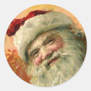 Sticker Rond Portrait victorien de Père Noël, Noël vintage