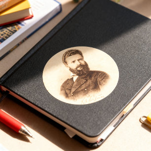 Sticker Rond Portrait vintage de Hristo Botev, patriote bulgare