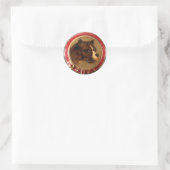 STICKER ROND PORTRAITS DE CHIEN DE MINIATURE VICTORIENNE (Sac)