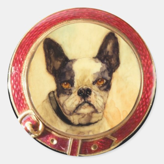 STICKER ROND PORTRAITS DE CHIEN DE MINIATURE VICTORIENNE (Devant)