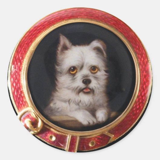STICKER ROND PORTRAITS DE CHIEN MINIATURE WEST HIGHLAND TERRIER (Devant)