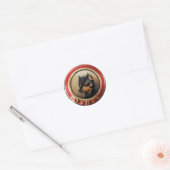 STICKER ROND PORTRAITS DE CHIEN VICTORIEN MINIATURE (Enveloppe)