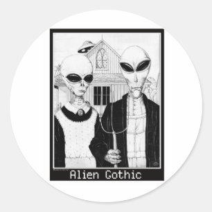 Sticker Rond Portraits gothiques et étrangers américains,