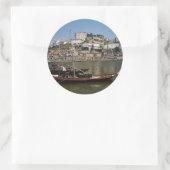 Sticker Rond Portugal, Porto, Bateau Avec Barils De Vin (Sac)