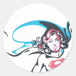 Sticker Rond Pose 2 d'éclaboussure de couleur de Supergirl