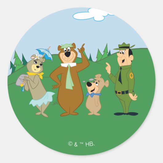 Sticker Rond Pose classique Yogi Bear and Friends (Devant)