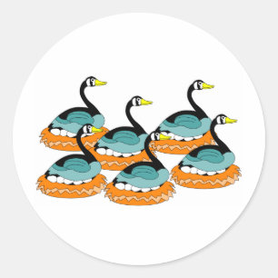 Sticker Rond Pose de 6 oies A