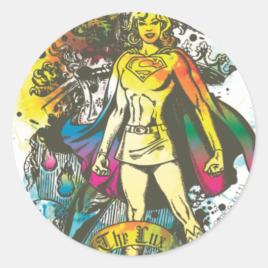 Sticker Rond Pose de Supergirl le lux (Devant)