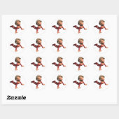 Sticker Rond Pose de Yoga de Chien Haut (Feuille)