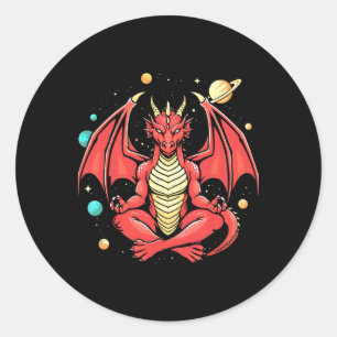 Sticker Rond Pose de yoga du dragon Méditation Le dragon fait d