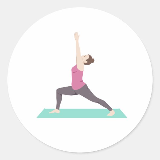 Sticker Rond Pose du guerrier de Yoga (Devant)