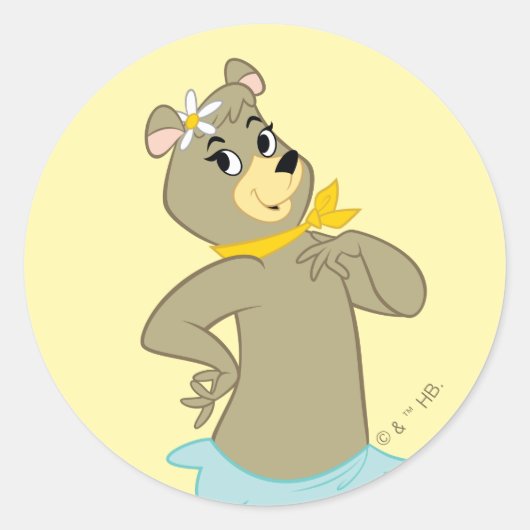 Sticker Rond Pose Joueuse de Cindy Bear (Devant)