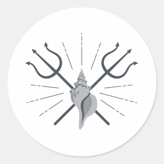 Sticker Rond Poseidon Trident (Devant)