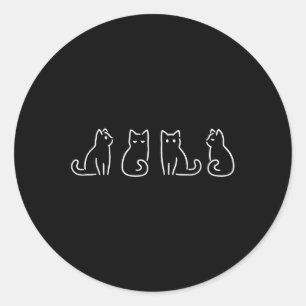 Sticker Rond Poses de chat Art minimaliste Amoureux des chats